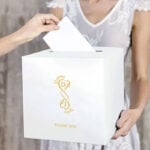 Enveloppendoos Romantisch Hartmotief Wit & Goud Gepersonaliseerd met Namen en Datum