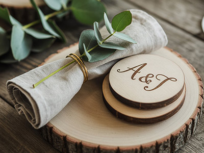 Eucalyptus Bruiloft Inspiratie 6 eucalyptus trouwdecoratie met gepersonaliseerde onderzetters