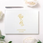 Gastenboek Romantisch Hartmotief Wit & Goud Gepersonaliseerd met Namen en Datum