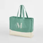 Gepersonaliseerde Canvas Strandtas in Sage/Naturel met Naam