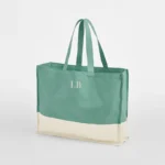Gepersonaliseerde Canvas Tas Sage Groen/Naturel met Initialen in Naturel