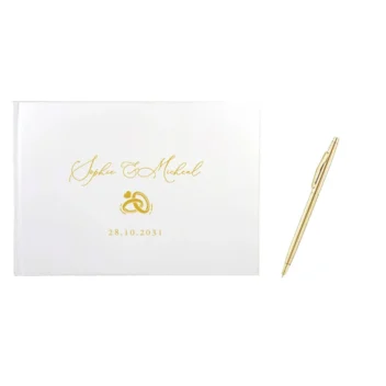 Gouden Pen voor Gastenboek | Zwart Inkt Metaal Bruiloft Accessoire