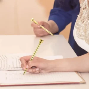 Gouden Pen met Hartje voor Gastenboek | Zwart Inkt Metaal Romantisch Cadeau