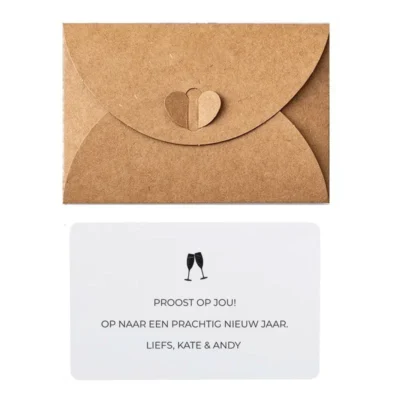 Liefs per Post Mini Wenskaartjes met Champagneglazen Design en Persoonlijke Boodschap