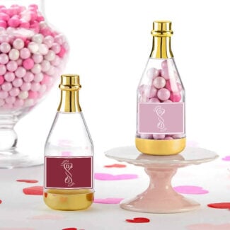 Mini Flesje Romantisch Hartmotief Burgundy Blush Gepersonaliseerd met Initialen en Datum