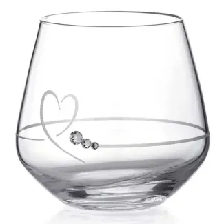 Theelichthouder Swarovski met 3 kristallen en hand cut hart design zonder gravure inclusief geschenkdoos