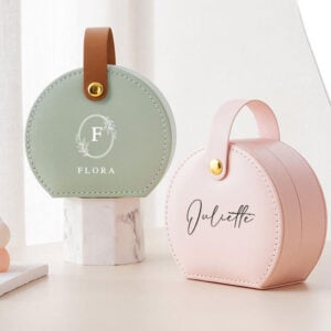 Chique Mini Sieradentasje Sage - Compact Etui met Gouden Knop