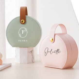 Chique Mini Sieradentasje Sage - Compact Etui met Gouden Knop