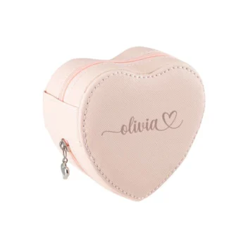 Gepersonaliseerd hartvormig sieradendoosje pink roségoud print cadeau