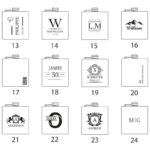 Heupfles Designkaart met 24 Unieke Designs voor Gepersonaliseerde Gravure