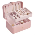 Luxe Korean Style Sieradenbox Roze met 2-Laags Indeling en Compartimenten