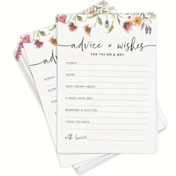 Set van 50 Wild Flower advies- en wenskaarten (13x18 cm) met wilde bloemen design voor bruiloften en recepties