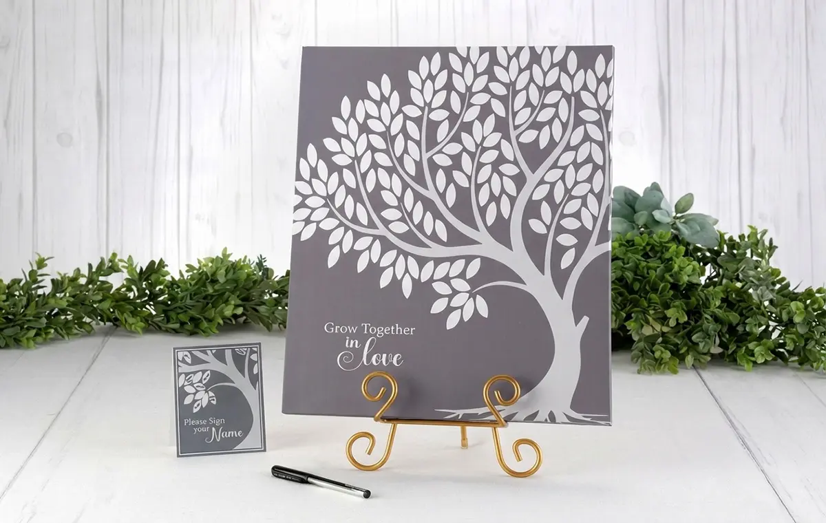 Alternatief gastenboek bruiloft boom poster grow together in love