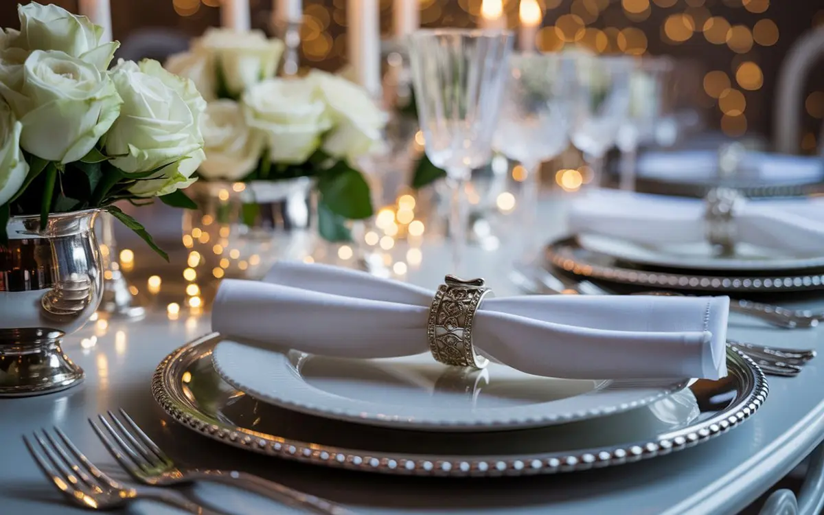 decoratie zilveren bruiloft tafelsetting