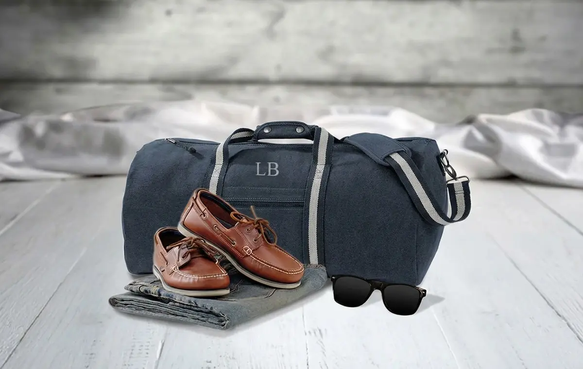 luxe vintage canvas weekendtas initialen