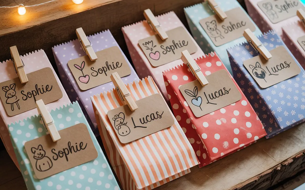 Gepersonaliseerde traktaties met labels en knijpertjes