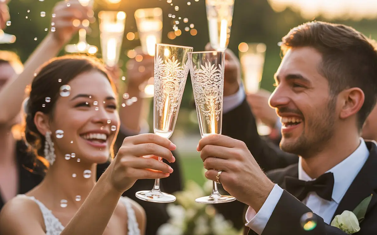 Proosten op het kersverse bruidspaar