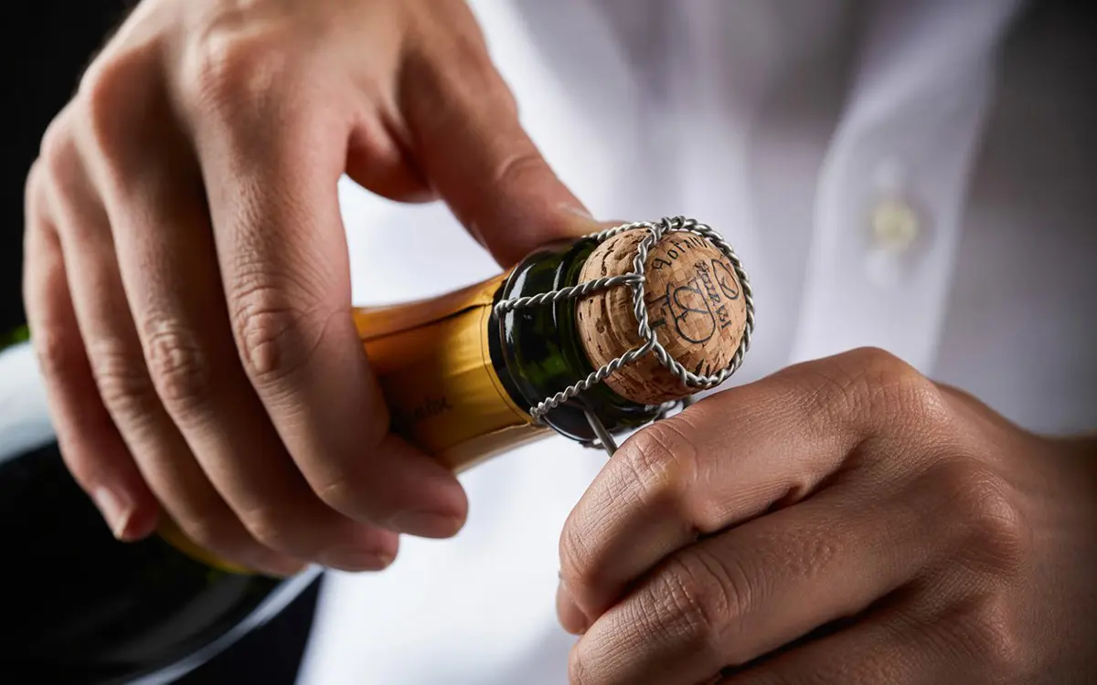 Veilig champagne openen etiquette