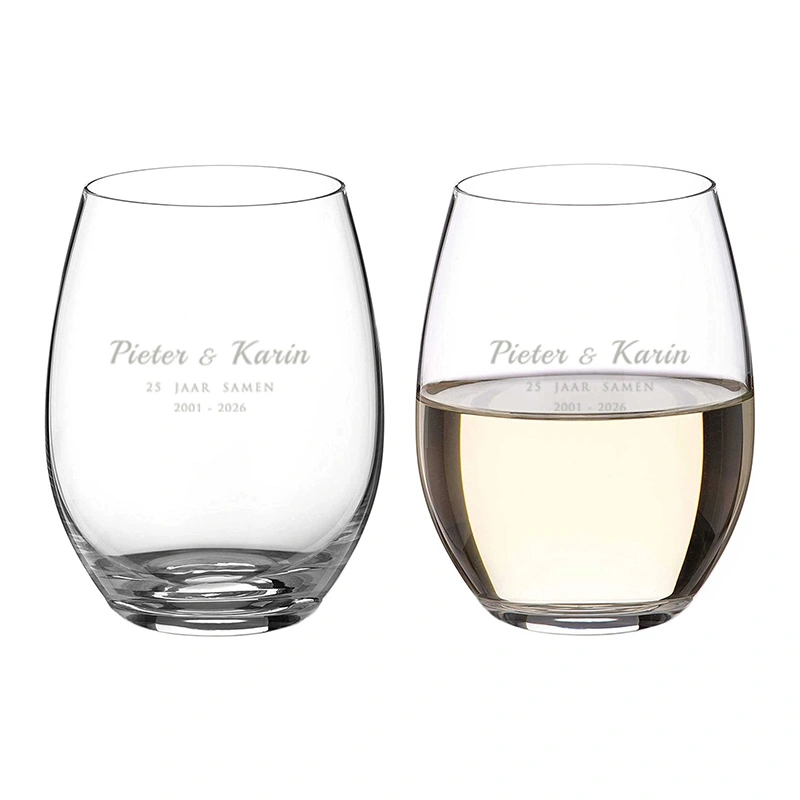 Wijn Tumbler Set Anniversary Edition Gepersonaliseerde kristallen wijn tumblers met gravure voor 25 of 50 jaar getrouwd cadeau