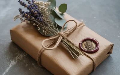 Een artistiek en origineel verpakt cadeau voor een vrouw met handgemaakte details en droogbloemen