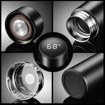 thermosfles led display deksel theefilter detail