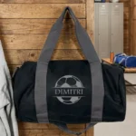 Sporttas met naam voetbal gepersonaliseerd zwart 20 liter cadeau voor hem 50x25x25 cm